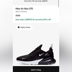 black Nike air max 270's size 6 women